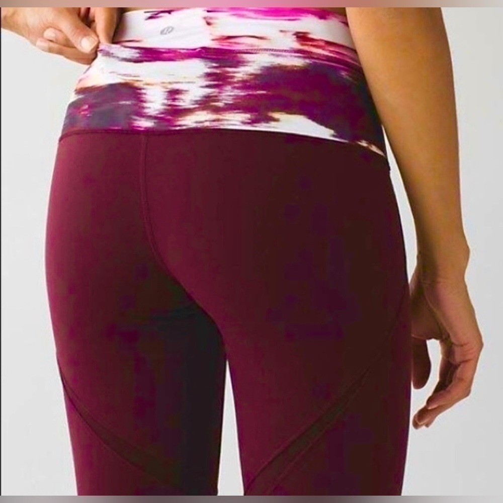 Lululemon Wunder Under Shine on 21” crop- wild berry rumble Bordeaux - Picture 3 of 10